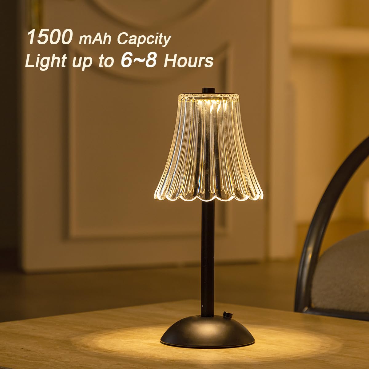 HEQET Cordless Table Lamps for Home,Table,Dining Room, Gold Rechargeable Lamps, USB Charge 12'' Tall LED Brass Portable Outdoor Indoor Table Lamp with Built-in Dimmer (Black-White)