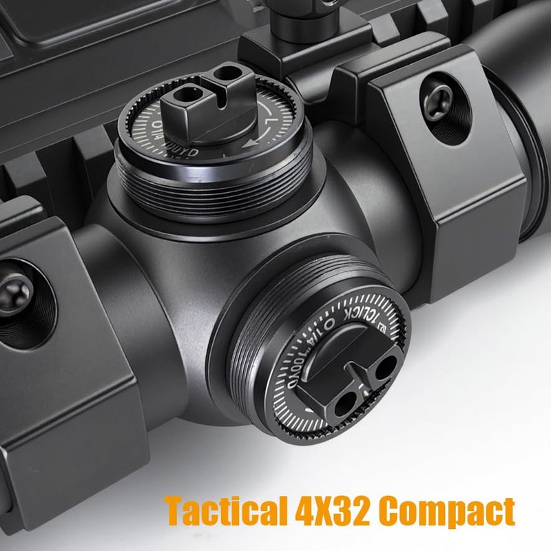 Tactical 4X32 Compact Riflescope - Mil Dot Reticle for Precision Hunting | Adjustable Rail Mounts