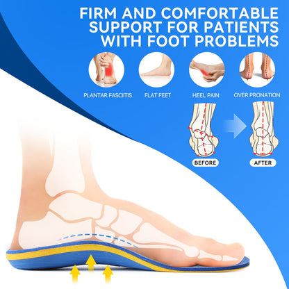 3ANGNI Heavy Duty Support Plantar Fasciitis Orthotic Insoles - 220+ LBS Arch Support, Relieve Flat Feet, Heel Pain, Overpronation, Shock Absorbing and Breathable Insoles, Suitable for Men and Women