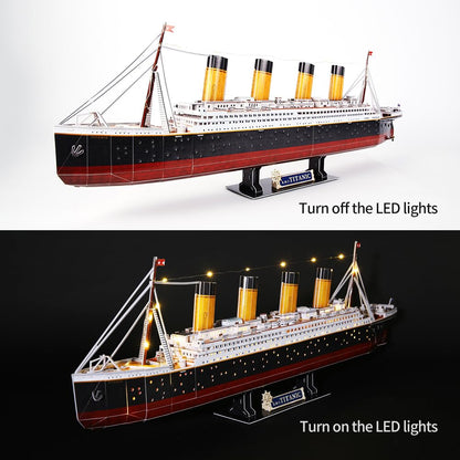 CubicFun LED 3D Puzzle, 88 cm, Titanic Ship Model Toys for Adults and Teens, 266 Pieces
