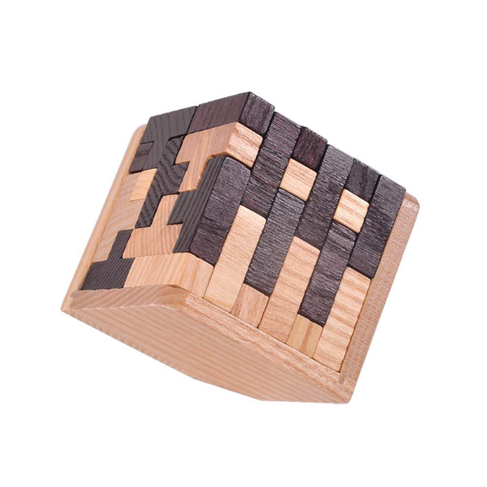 Oostifun Gobus 54 Pieces Wooden Brain Teaser Puzzle T Shape Building Blocks Geometric Jigsaw Puzzle Educational Black and White Puzzles Toy for Kids Adults