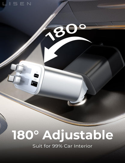 LISEN Retractable Car Charger for iPhone 17 Pro Max, Retractable Car Charger, Cute Girly Car Accessories for Women, Valentines Day Gifts for Men Women, fit iPhone 16 15 14 Samsung Galaxy