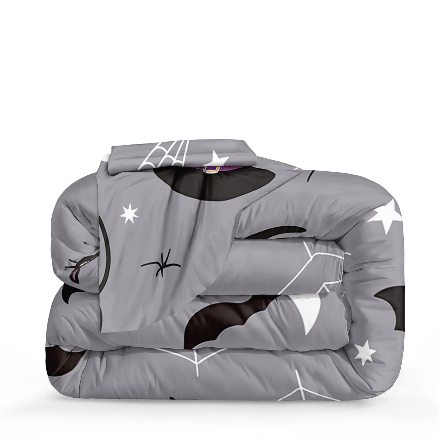 Merryword Halloween Bedding Comforter Set King Size Pumpkin Comforter Cute Pumpkin Ghost Pattern Cartoon Halloween Bedding Sets with 1 Cushion Cover (King, Cartoon)