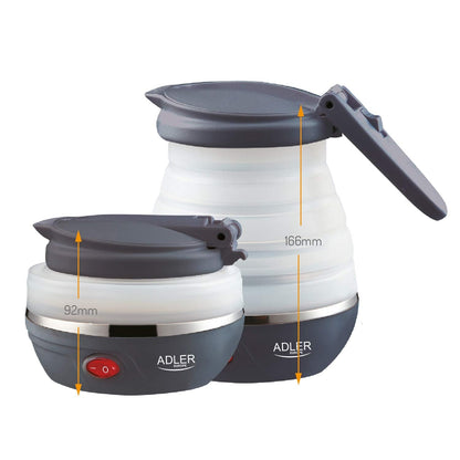 Adler AD1279 Folding Electric Kettle 0.6 Litre 750W BPA Free Silicone White and Dark Grey