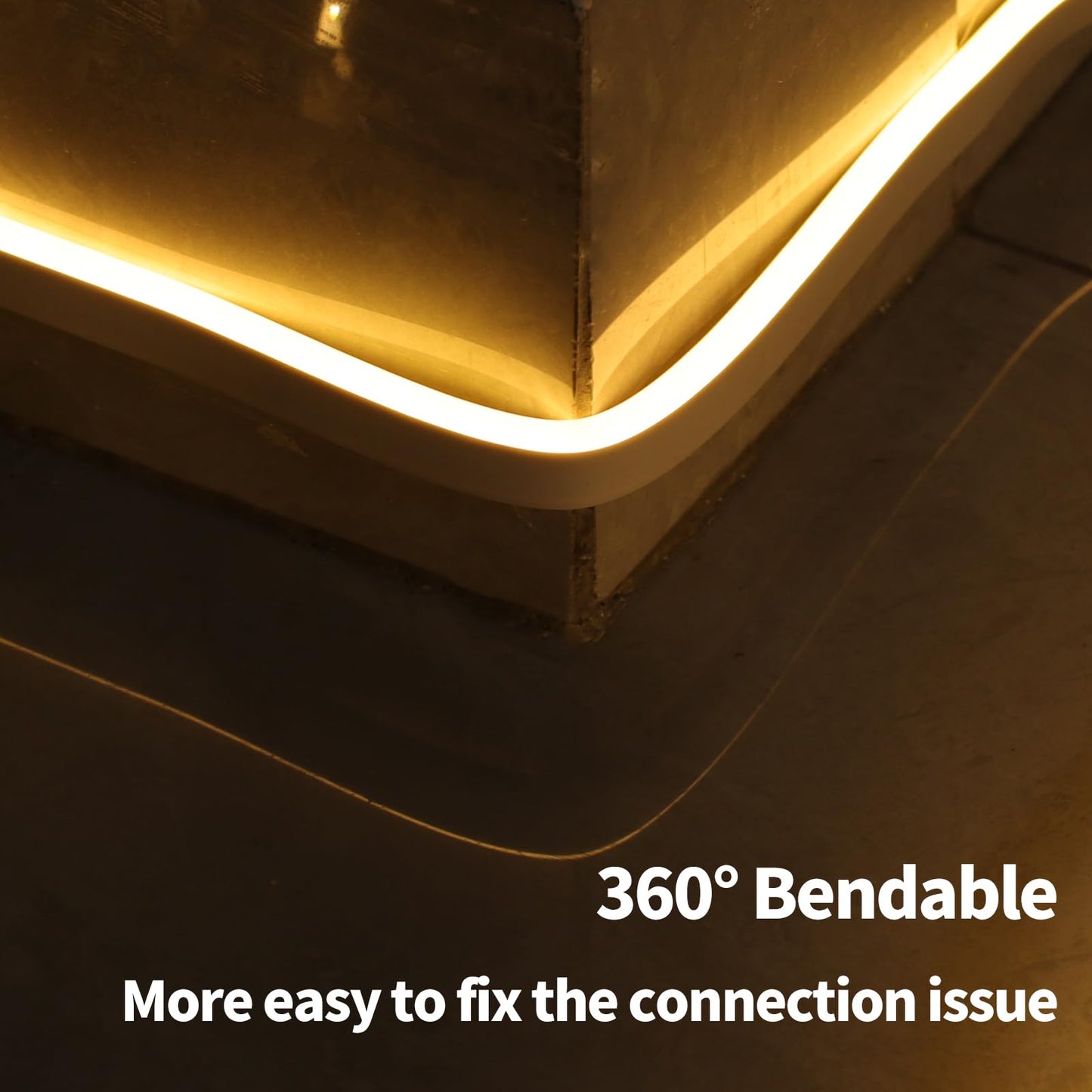 Dimmable LED Neon Strip Lights 1 m – Waterproof Flexible USB Silicone Neon Rope Light with Touch Control, 120° 3000 K Warm‑White Ambient Decor