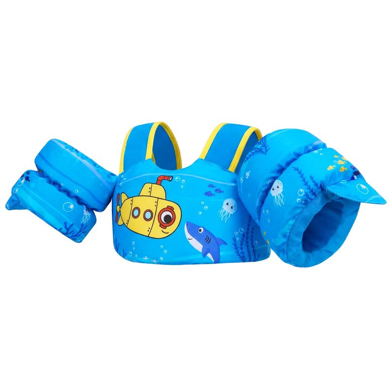 Gogokids 2-in-1 Toddler Swim Vest Pool Floaties for Kids[CPC Certified & Remove Crotch Strap]Puddle Float Jumper 24-66 Pounds, Toddler Arm Floaties Swim Jacket Water Wings for kids Boys Girls Swimmies