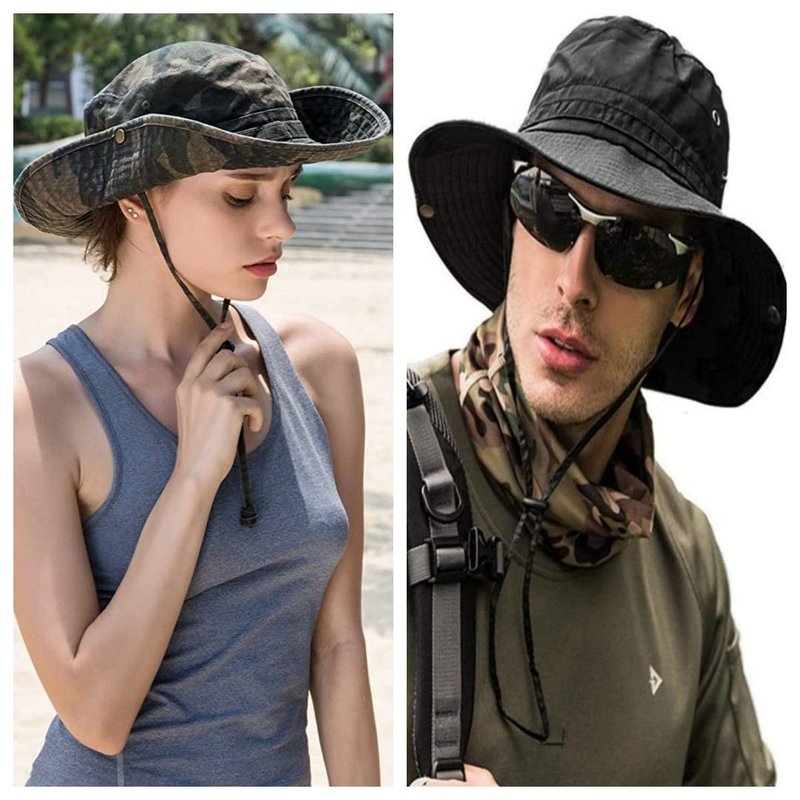 Sun Hats for Men Women Bucket Hat UPF 50+ Boonie Hat Foldable UV Protection Hiking Beach Fishing Summer Safari(1pack-Green Camo)