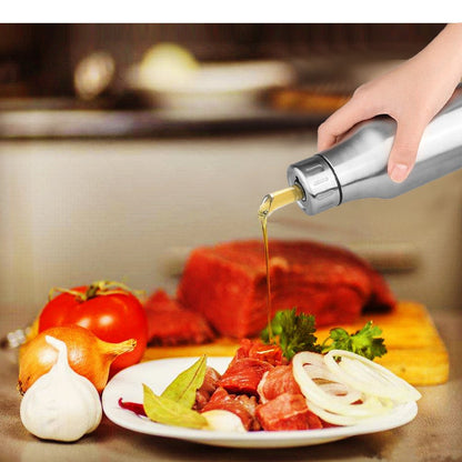 Flyboo Olive Oil Dispenser 17oz Oil Bottle Stainless Steel Leak Proof Olive Oil Decanter for Kitchen