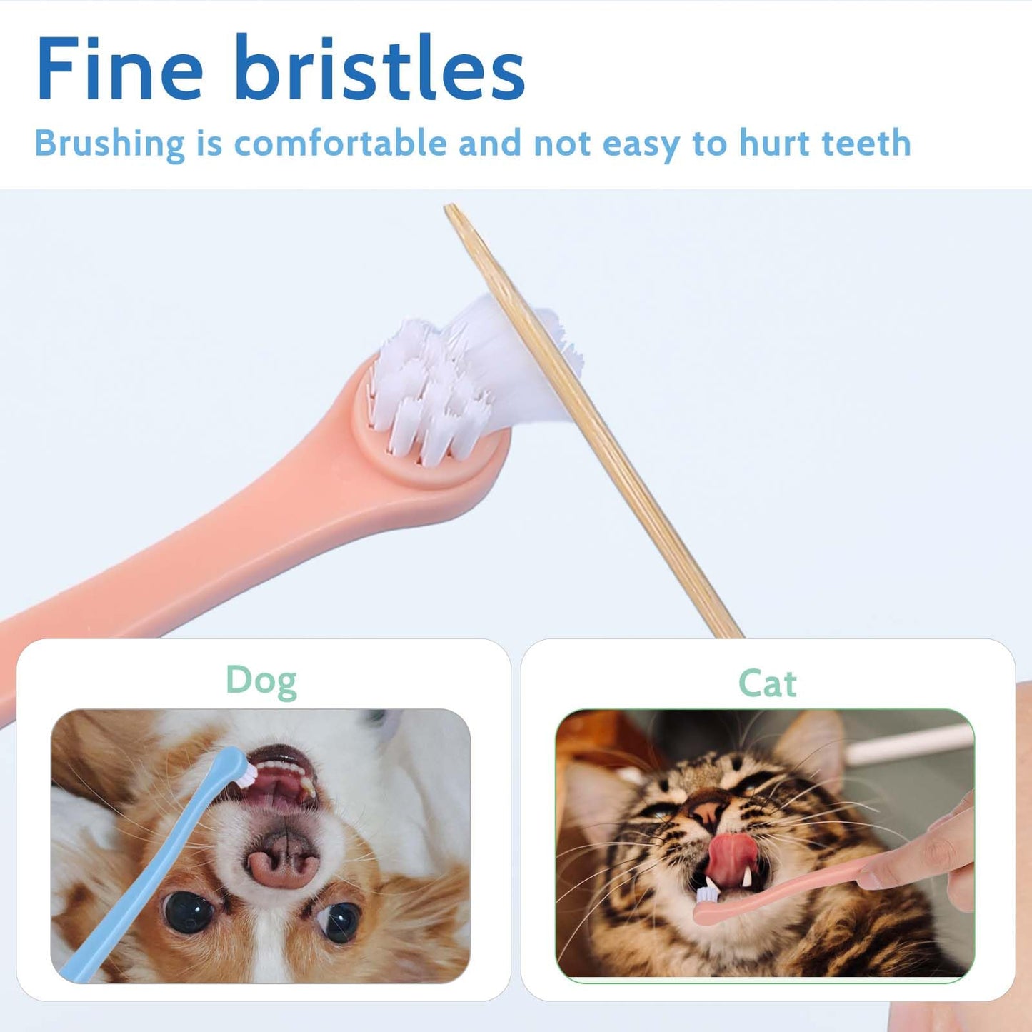 2 Pack Dog and Cat Toothbrush Kit - Mini Head Soft Brush for Deep Clean - Suitable for Puppy, Kitten, Small Pets - Portable Travel Friendly and Easy to Use