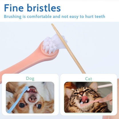 2 Pack Dog and Cat Toothbrush Kit - Mini Head Soft Brush for Deep Clean - Suitable for Puppy, Kitten, Small Pets - Portable Travel Friendly and Easy to Use