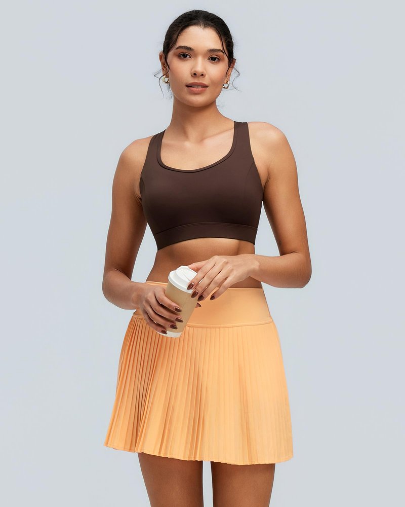 RUNNING GIRL Sports Bras for Women High Support,Racerback Molded Cup Sports Bra Racerback Running Bra with Swen in pad(WX3099_Brown_L)