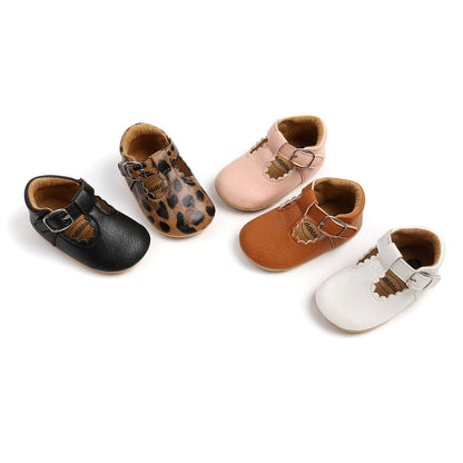 Baby Girls First Walking Shoes Mary Jane PU Leather Anti-Slip Princess Shoes Infant Baby Shoes 6-12 Months,D White