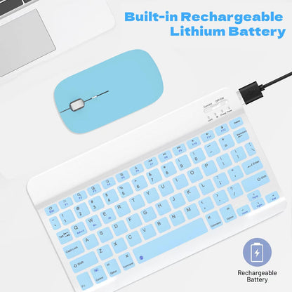 Rechargeable Bluetooth Keyboard and Mouse Combo, Universal Ultra-Slim Wireless Keyboard Mouse Set for Android Windows iPad iPhone Samsung Tablet Portable Compact Keyboard Set (Black)