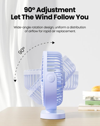 Gaiatop USB Desk Fan, 5.5 Inch Small Quiet Powerful 3 Speeds 90° Rotate, Personal Mini Portable Desktop Table Fans, Cooling for Home Office Car Travel Indoor Outdoor Pink