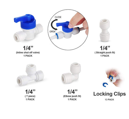 ilauke 15M Water Supply Pipe Tube + Fridge Connector Kit For European Style Double Fridge Refrigerator (1/4" Pipe)