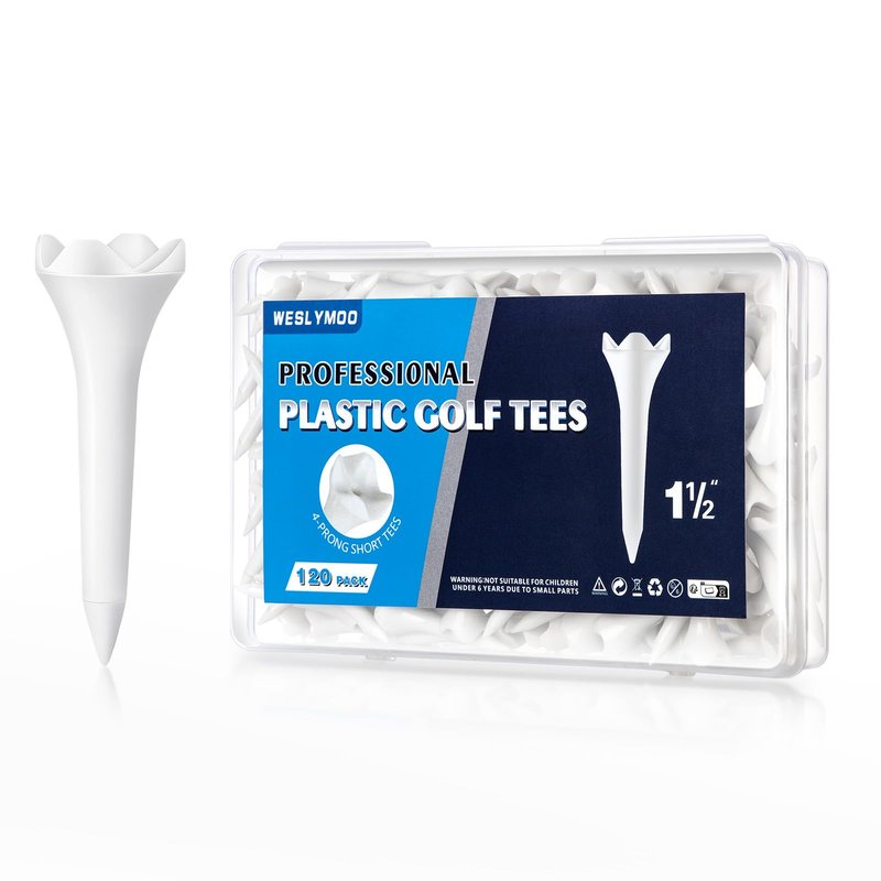 Weslymoo 1 1/2 Inch Plastic Golf Tees, Short Tees 120 Pack with Low-Friction Design for Iron、Par Threes、Hybrids and Driving Range, with High Stability and Low-Friction Performance Golf Tees Plastic