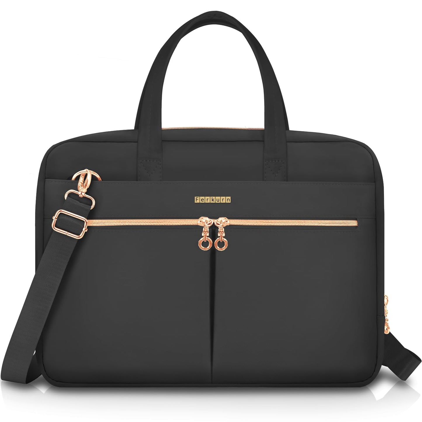 Ferkurn Laptop Bag Case 15 15.6 16 inch Briefcase for Women Men Compatible with 15"/16" MacBook Pro/Air M3/M2/M1, 15" Surface Laptop 6/5/4 Book 3/2, XPS 15, HP Pavilion, Acer, ASUS, Samsung,Black