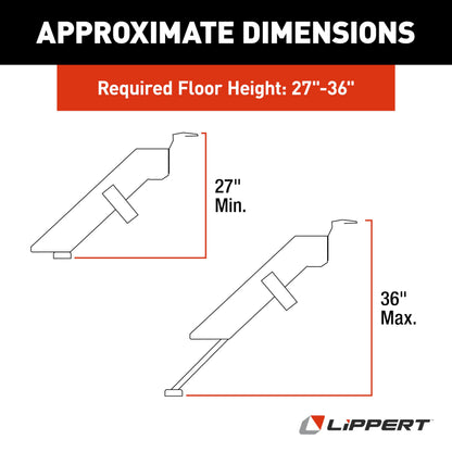 Lippert-791573 Solid Step Triple Step for RV and Travel Trailer Entry Doorway , 30-inch,Black