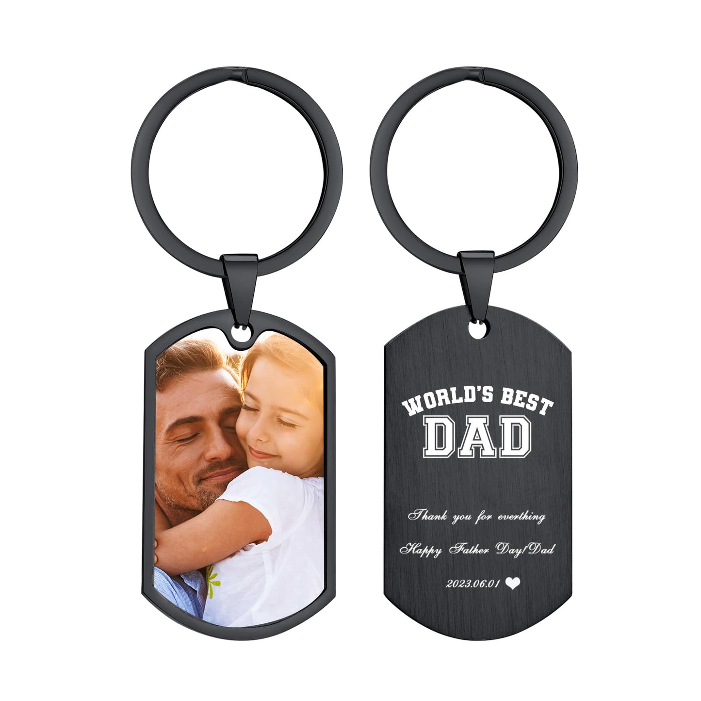 VNOX Custom Keychain Gifts for Dad - Personalized Photo Key Chain Keychains,Valentines Birthday Christmas Gifts Ideas for Husband Father,3