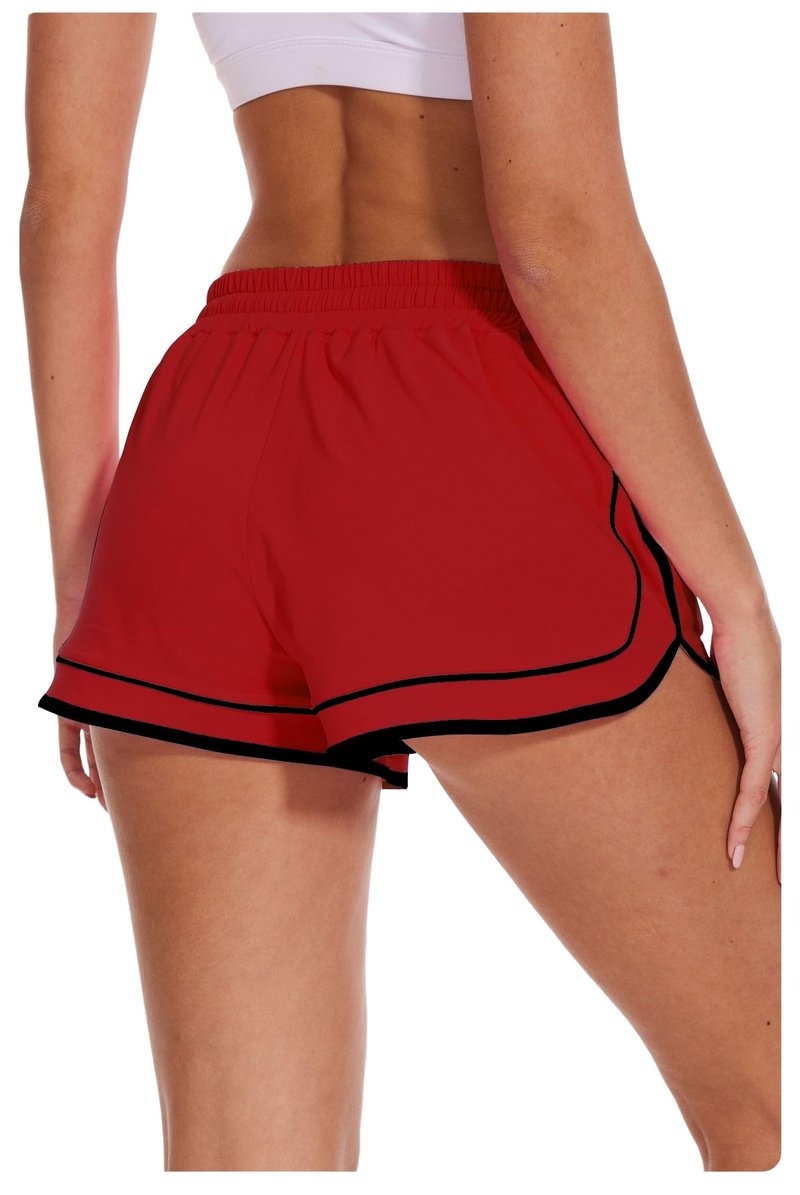 MEIVSO Womens Color Block Running Dolphin Shorts 3'' Quick Dry Workout Athletic Short with Zipper Pockets Liner Red XS
