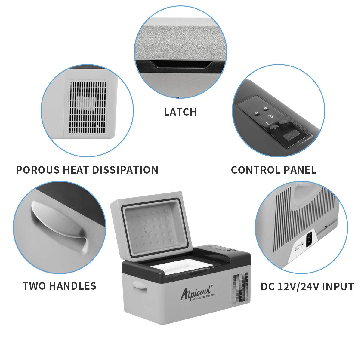 Alpicool C20 portable compressor fridge freezer 21Quart(20Liter) for car and home - 12V/24V DC and 110V AC