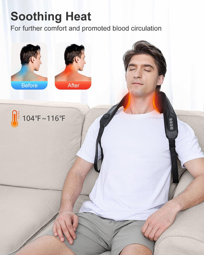 Medcursor Neck Massager, Cordless 4D 6 Massage Nodes Deep Tissue Kneading Massage for Pain Relief, Massager for Neck Back Shoulder, Office, Home & Car