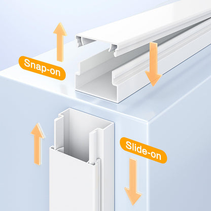 Delamu Cord Hider, 157in Wire Covers for Cords on Wall, Premium Cable Hider Cord Covers for Wires, Cable Management Wire Hiders for TV, Cable Raceway Kit, W0.95 H0.55in, White