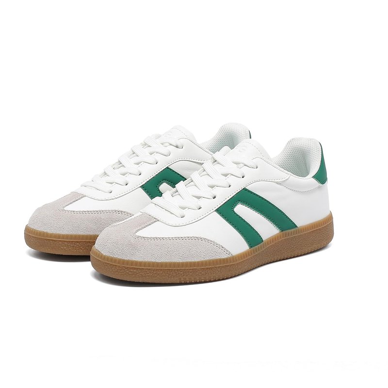 Women's Retro Gum Sole Fashion Sneakers-Lace Detail Casual Retro Walking Shoes-Gum Sole Casual Tennis-Anti Slip Trainers（Green/White,8.5）