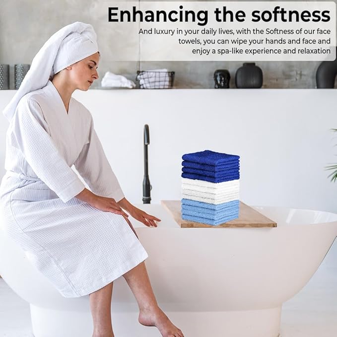 100% Cotton Washcloth Set – Soft, Absorbent Face Towels