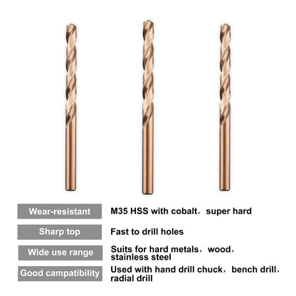 5/16" M35 Cobalt HSS Jobber Length Twist Drill Bit with Straight Shank,Heavy Duty, Pack of 10 PCS, Drilling for Cast Iron, Heat-Treated Steel, Stainless Steel and Other Hard Materials by LU&MN
