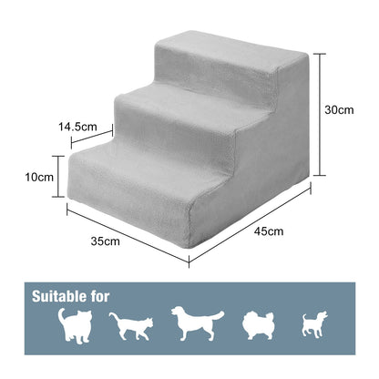 Youyijia Dog Steps 3 Steps Pet Stair Step for Bed 45x35x30cm Pet Stairs Pet Ladder with Washable Non Slip Plush Cloth Cover for Dogs and Cats (Grey)