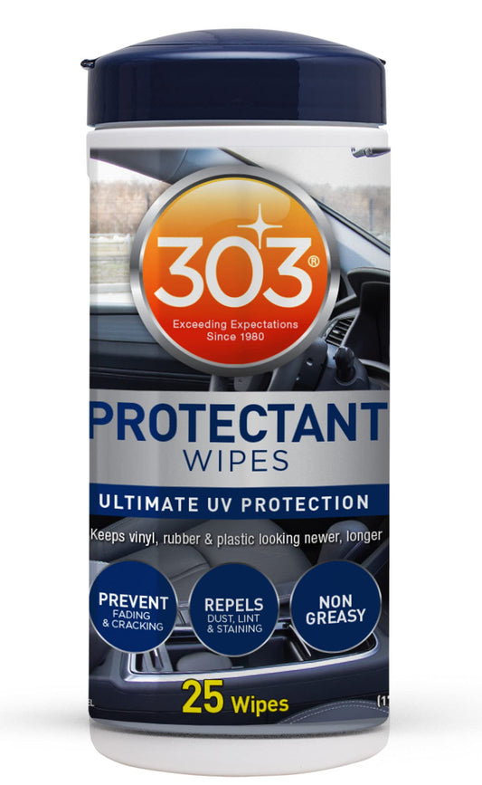 303 Products Automotive Protectant Wipes - Helps Prevent Fading & Cracking, Repels Dust, Lint & Staining, Superior UV Protection & Restores Lost Color, Exterior & Interior Car Cleaning Supplies