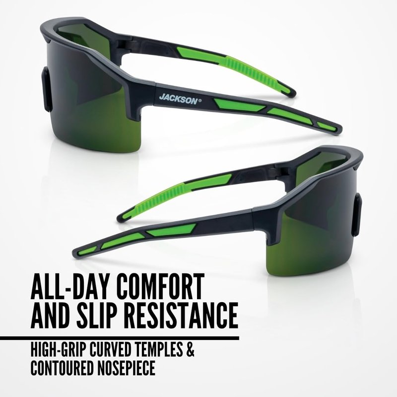 Jackson Safety Maxview+ Ballistic-Rated Safety Glasses - ANSI Z87.1 Wraparound Anti-Scratch Eye Protection for Men & Women - Black Frame with Shade 5 IR Lens - Pack of 1
