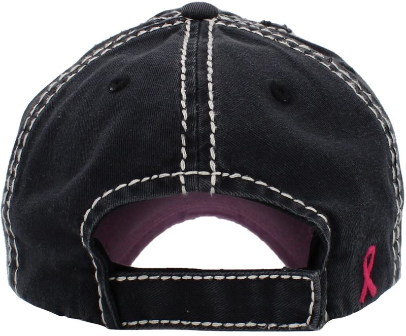 KBETHOS KBV-1182 BLK Pink Ribbon Breast Cancer Awareness Fight Hope Vintage Baseball Cap Hat Women Cotton Adjustable