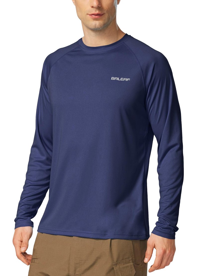 baleaf Mens UPF 50+ Sun Protection Shirts Long Sleeve Rash Guard, Quick Dry 4-Way Stretch for Fishing Swimming Surfing 01-Bluish Violet S