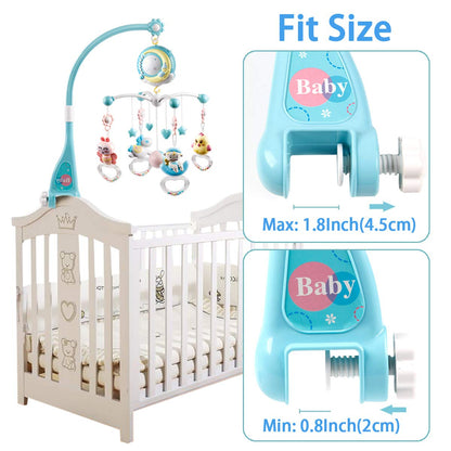 Mini Tudou Baby Musical Mobile Crib with Music and Lights, Timing Function, Projection, Take-Along Rattle and Music Box for Babies Boys Girls Toddlers