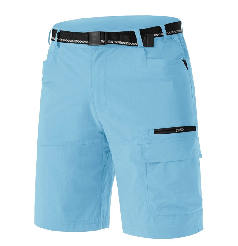 TACVASEN Mens 10" Hiking Shorts Golf Outdoor Lightweight Quick Dry Summer Casual Dress Fishing Shorts with Zipper Pockets Sky Blue 36