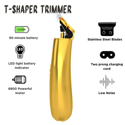 Supreme Trimmer T Shaper - Quiet Cordless Beard & Hair Trimmer for Men | 120 Min Runtime, Low Noise, Zero-Gap DLC Blade | Ideal for Sensitive Skin, Kids & Elderly | ST5206