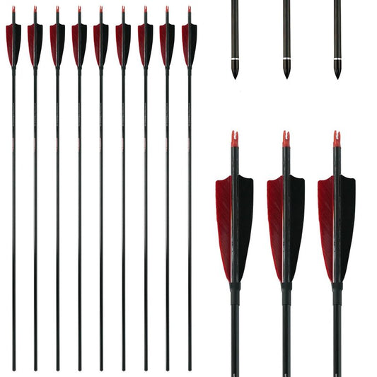 Linkboy Archery Pure Carbon Arrows Spine 300 340 400 500 600 700 800 for Compound Recurve Bow Hunting Shooting Target 12pcs