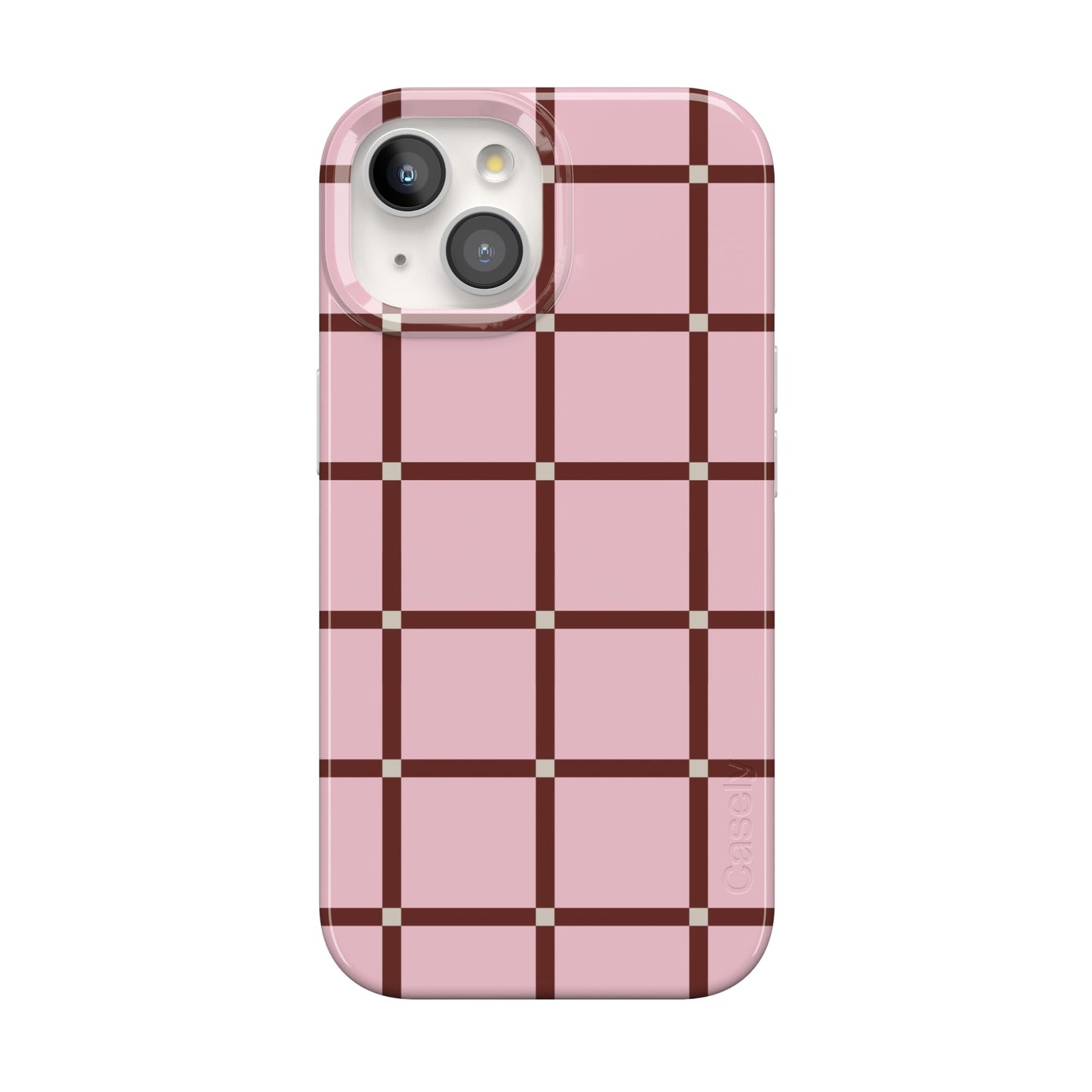 Casely iPhone 15 Plus Case | Fit Check | Neutral Checkerboard Checkered Classic Case | Compatible with MagSafe