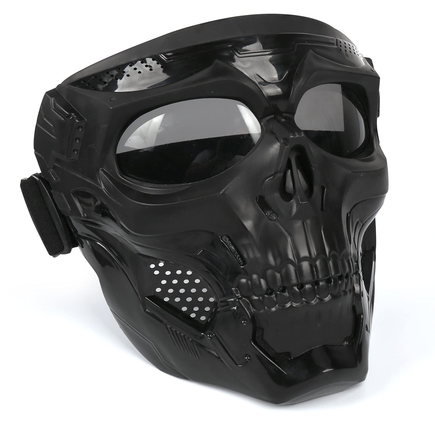 Outamateur Motorcycle Skull Goggle Mask Riding Goggles Safety Road Riding UV Motorbike Glasses for Riding/Skiing/Snowing/Motorcycling/Halloween (Grey Lens)