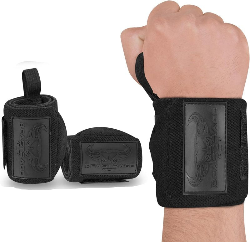 BEAST RAGE® Wrist Wraps for Weightlifting Adjustable Lifting Straps & Wrist Straps with Thumb Loop for Enhanced Gym Support, Wrist Support for Powerlifting, Bodybuilding, Strength Training and Gym workout (White Org)