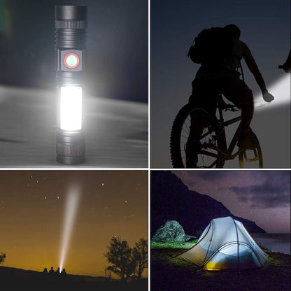 Torch USB Rechargeable Including 18650 Battery - LED Torch Tactical Super Bright Powerful Magnetic COB Work Torches Flashlight for Camping,Hiking,Fishing …