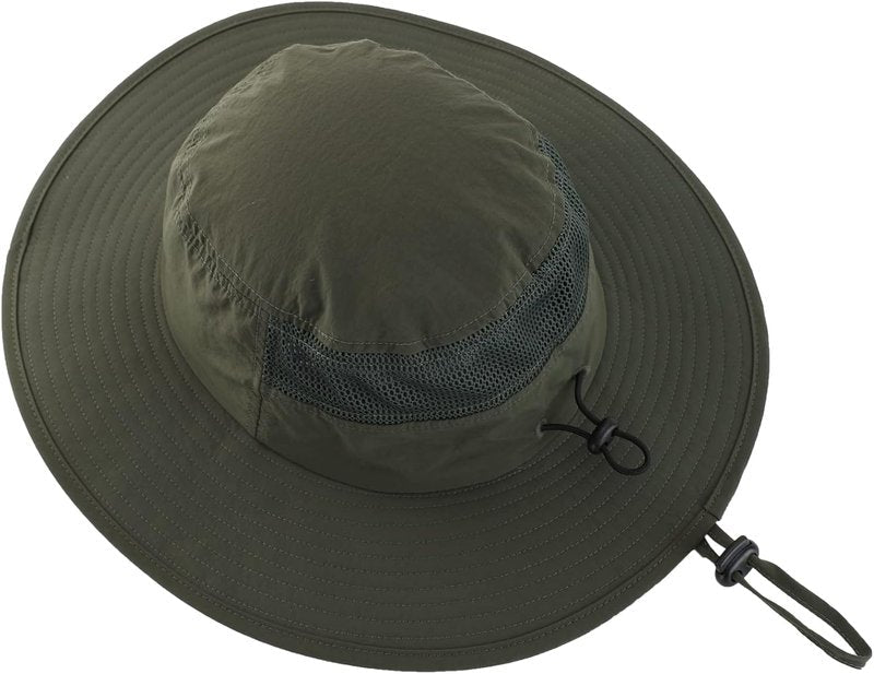 UPF50+ Men's Sun Hat - Wide Brim UV Protection Fishing Cap | Breathable Mesh Gardening Bucket Hat
