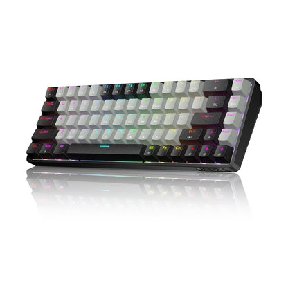 Dierya DK68 Wireless Gaming Keyboard, Triple Mode-Bluetooth/2.4GHz/USB-C Mechanical Keyboard, RGB Backlit, Linear Red Switch for Gaming & Office, Black Grey