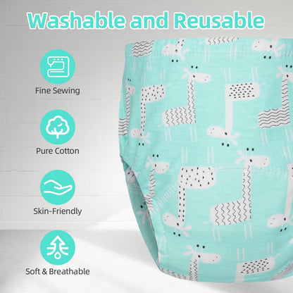 Aolso Reusable Baby Toddler Potty Training Underwear, Cotton Washable Toilet Pants with Patterns for Boys (Boy-100, 10Pcs)