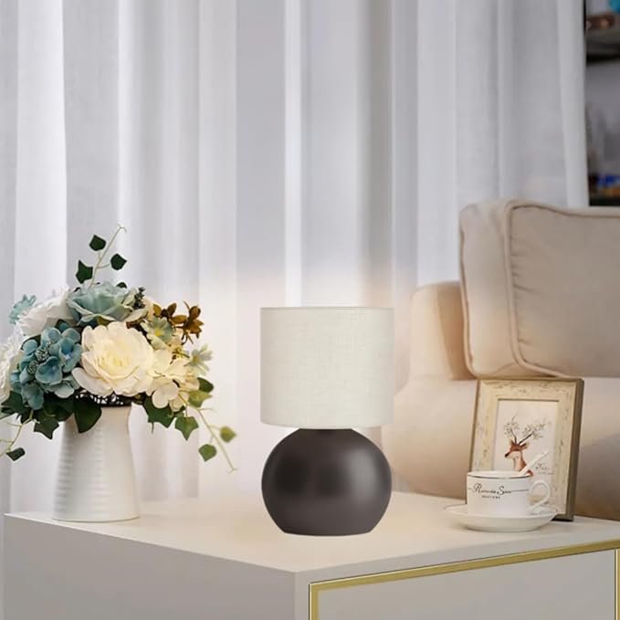Small Table Lamp for Bedroom,Bedside Nightstand Lamp for Living Room,Minimalist Bedside Light lamp Set of 2, 10.4 Inch Desk Light for Bedroom, Living Room,Including Light Bulb（Brown）