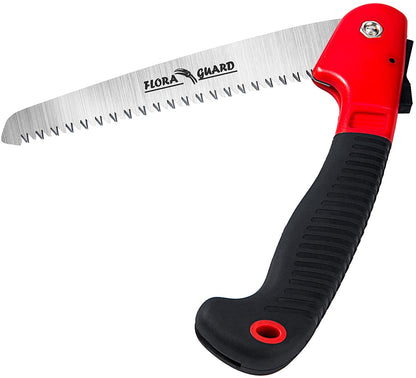 FLORA GUARD 7.7-Inch Folding Saw, Pruning Hand Saw with Triple-Cut Razor Teeth for Wood Cutting, Tree Trimming, and Camping