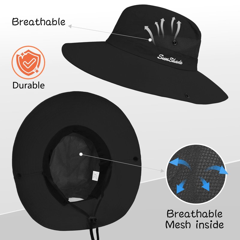 ZOORON 1 Pack Women's Ponytail Safari Sun Hat,Wide Brim UV Protection Outdoor Bucket Hat,Foldable Beach Summer Fishing Hat