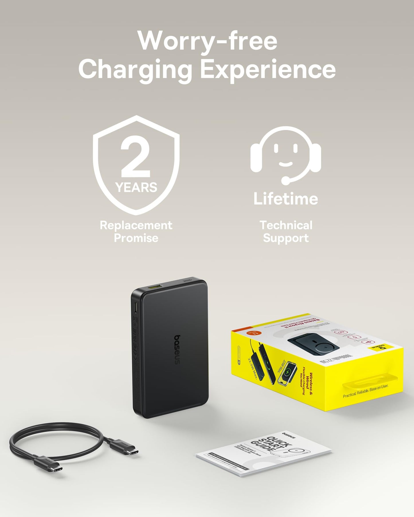 Baseus Magsafe Portable Charger for iPhone, 10,000mAh 15W Magnetic Power Bank, Qi2 Certified Fast Charging Wireless Battery Pack, 22.5W USB-A & 20W USB-C for iPhone 17/16/15/14/13/12, 2025 Version